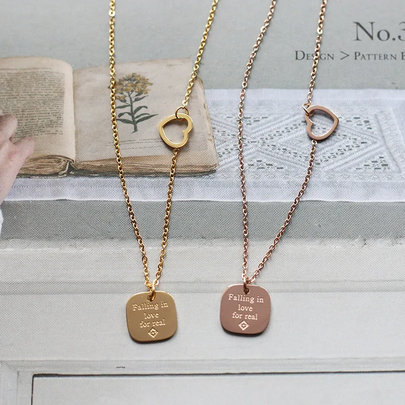 

Amaiyllis 18K Gold Plated Square Love Heart Simple Fall In love Clavicle Chain Necklace For Women Necklace Jewelry Gift