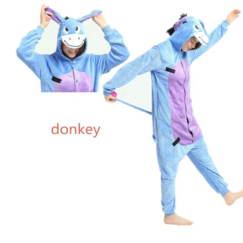 Фланелевые сиамские пижамы с изображением Ослика из мультфильма Костюмы для