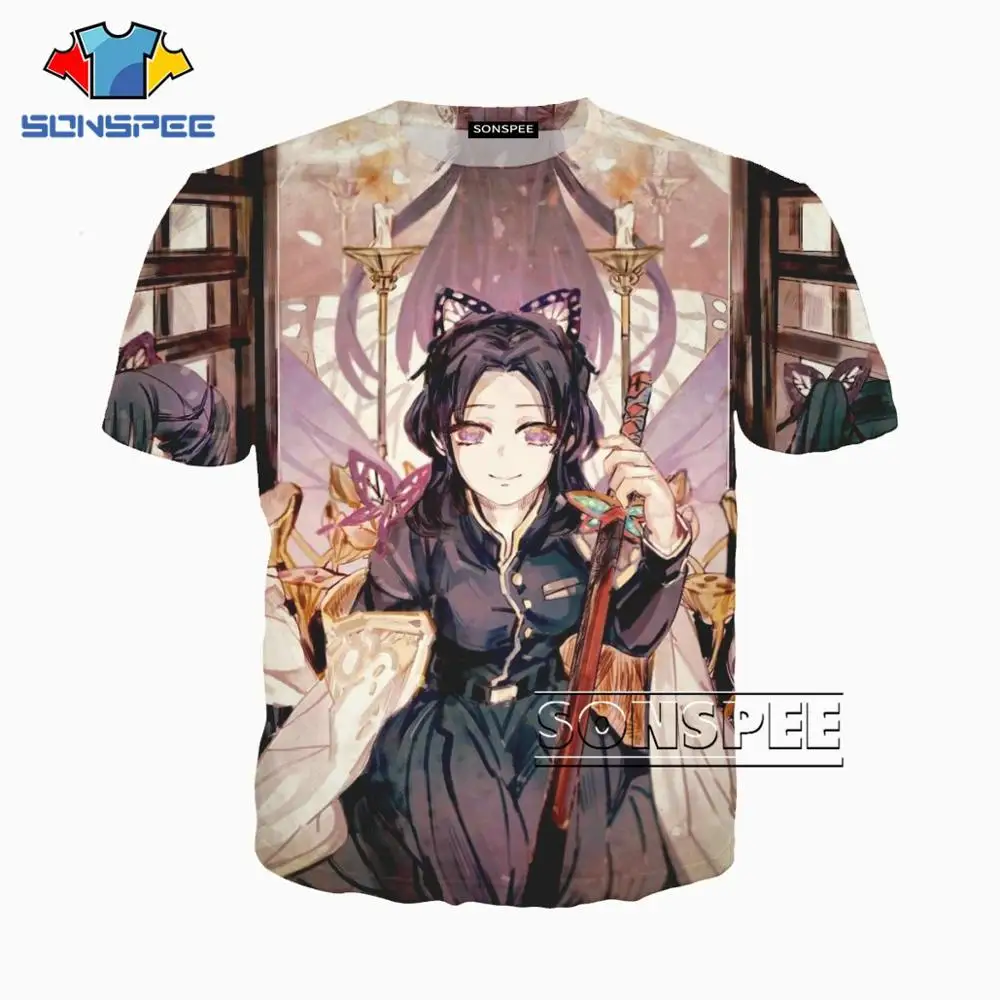 SONSPEE Kimetsu no Yaiba аниме Harajuku 3D принт Мужская и женская одежда футболка унисекс модные