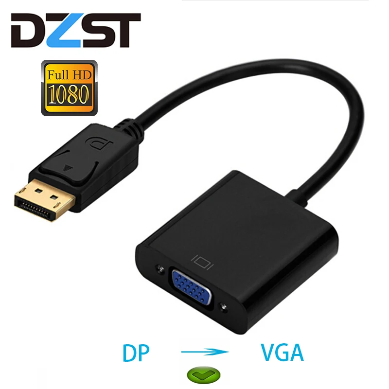 Переходник DZLST DP в VGA переходник 1080P DisplayPort штырь гнездо кабель конвертер адаптер