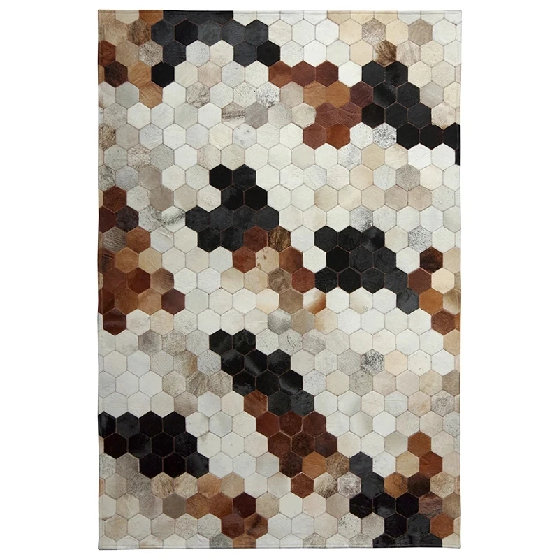 

American style natural cowhide seamed rug 140*200 cm , gray color genuine cows skin carpet for living room, fur bedside carpet