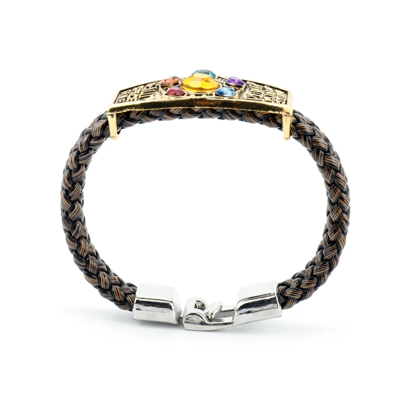 Месть браслет с драгоценным камнем мощный мужской кожаный хрустальные Браслеты