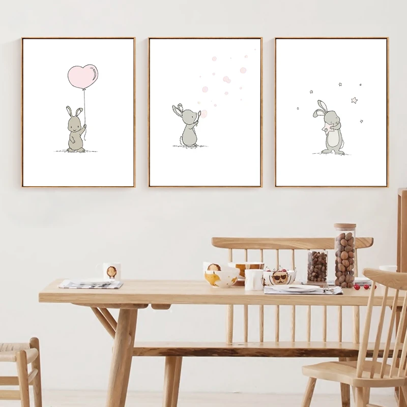 Картина на холсте с рисунком кролика скандинавские постеры и принты милые