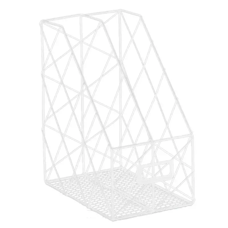 

Iron Grid File Holder Simple Double Layer Desk Shelf Magazine Book Storage Rack PXPA