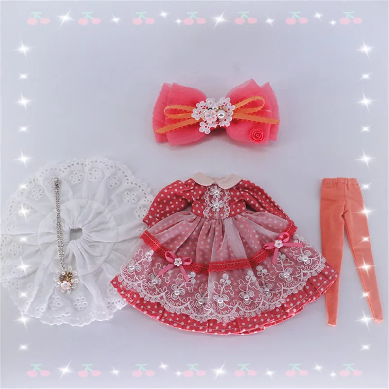 2019 новый дизайн одежды для 1/6 blyth doll светло розовое волнистое кружевное платье Pullip