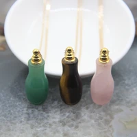 vase shaped gems perfume bottle pendants necklacesaventurine tiger eye rose quartzs essential oil diffuser vial charms jewelry