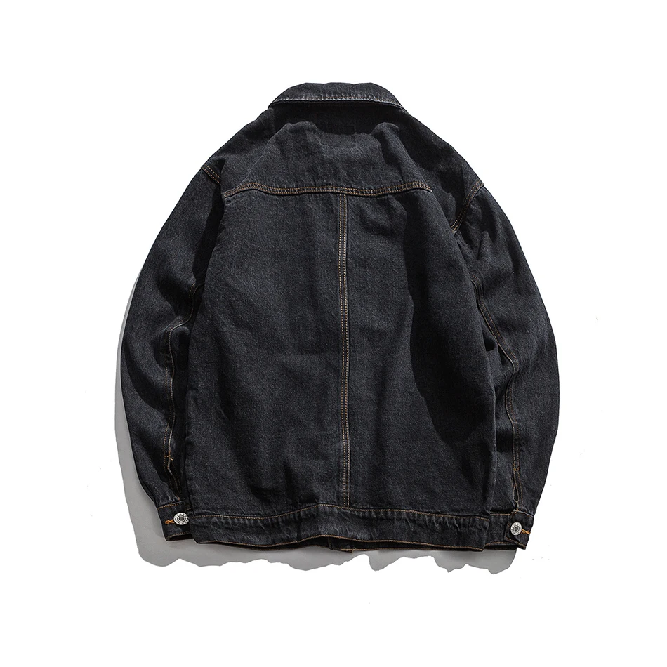 

2020 new Japanese style black solid color men's tooling jacket casual fashion lapel denim jacket