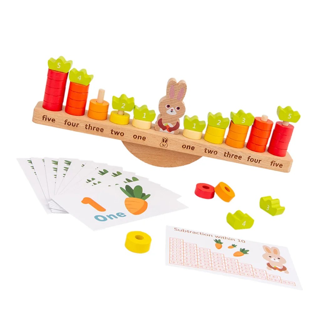 

1 Set Kids Counting Rabbit Balance Counting Wooden Teaching Prop