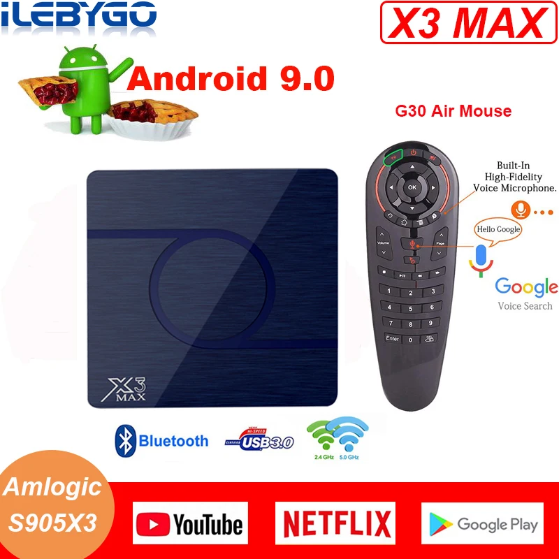 ТВ приставка X3 MAX Android 9 0 Amlogic S905X3 4 Гб 32 ГБ 64 8K 1080P HD медиаплеер двойной Wi Fi Netflix Google