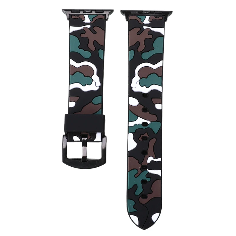 

Camo Watch Strap For Smart Watch 4 38-40mm 42-44mm Silicone Watchband Waterproof Replacement Bracelet Wrist Watch Accessories