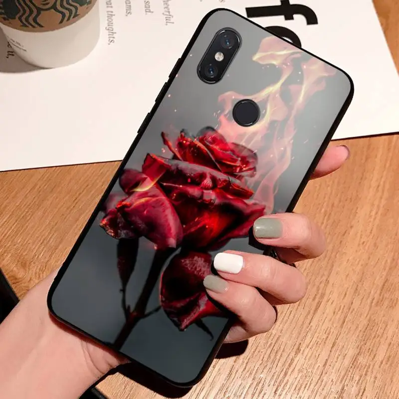 

Red Rose Flowers pattern high quality Anti-fall Phone Case shell For Xiaomi Redmi note 7 8 9 t k30 max3 9 s 10 pro lite