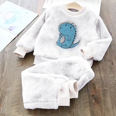 

Winter Cartoon Girls Sleepwear Set Thick Warm Fleece Children Pajamas Set for Baby Boys Girls Sleepwear Pajamas Clothes Suit
