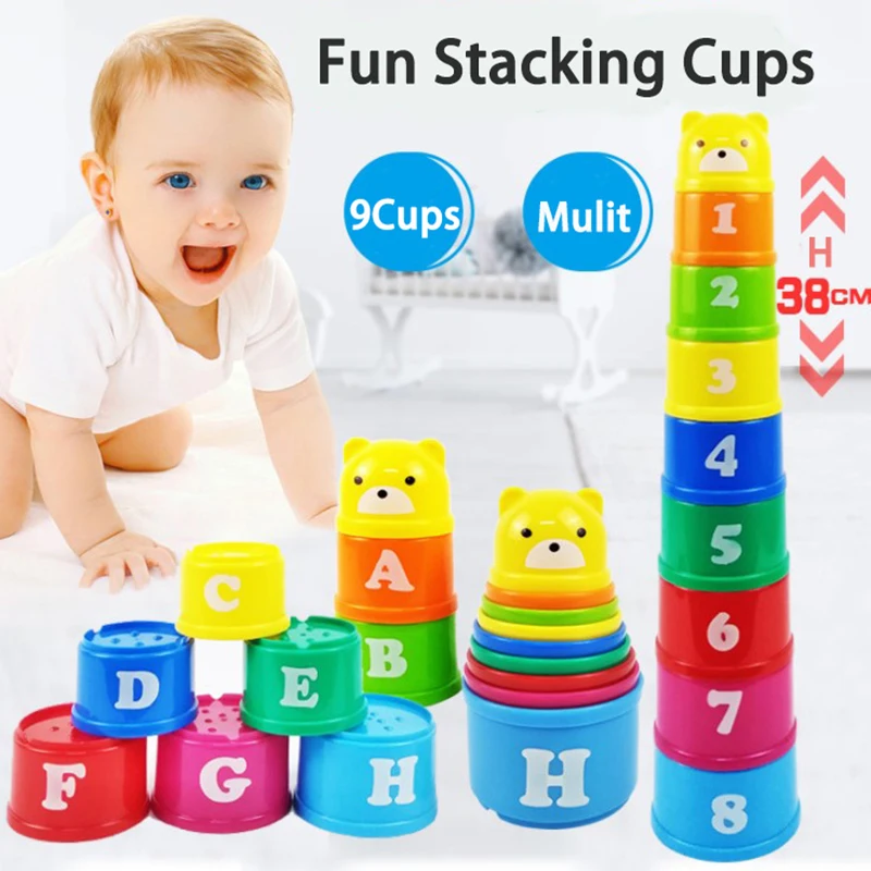 Детская игрушка забавная Радужная башня кольцо штабелируемые блоки