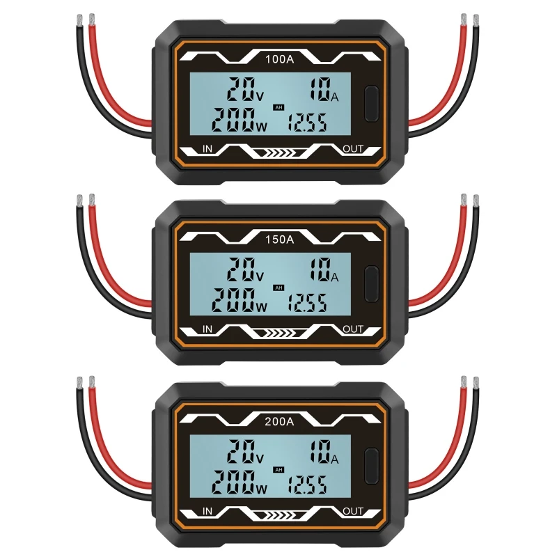 

100/150/200A Portblae Watt Meter Power Analyzer 100A for DC Digital LCD Screen for Voltage Current 0-60V Backlit Adjusta