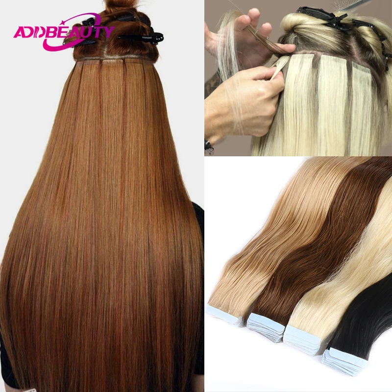 Tape In Human Hair Extensions Straight Human Remy Hair Fusion 2.5g/strand 20pcs/pack Natural Color Ombre Blond Color P18-613#