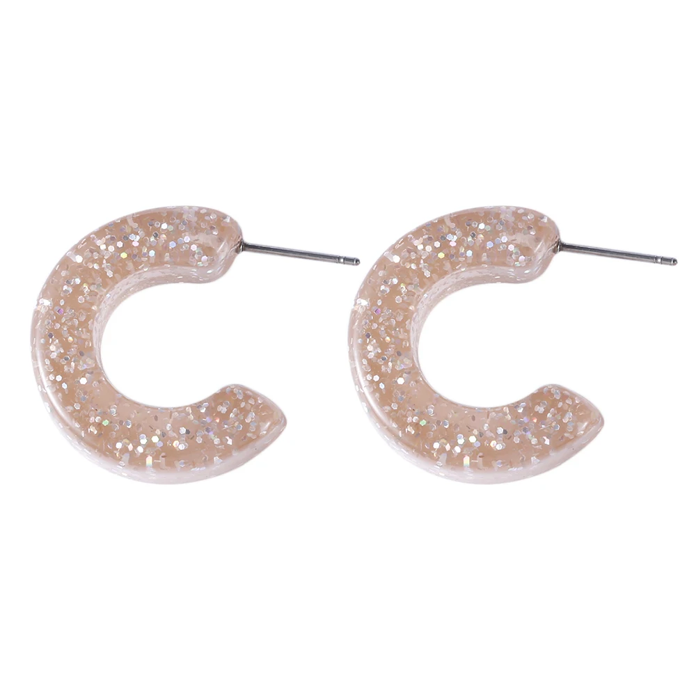 Серьги-кольца SOHOT в стиле бохо женские акриловые круглые серьги с блестками