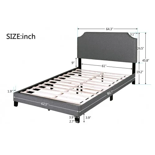 TOPMAX ОБИТАЯ платформа рама кровати с гвоздиком отделка изголовья и деревянные