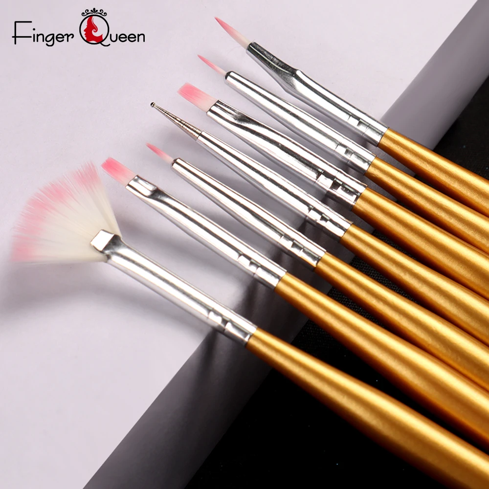 

7 шт./компл. Роскошная Новая Золотая кисть для дизайна ногтей окрашенные тянущиеся линии инструменты для ногтей подходят для салона и домашн...