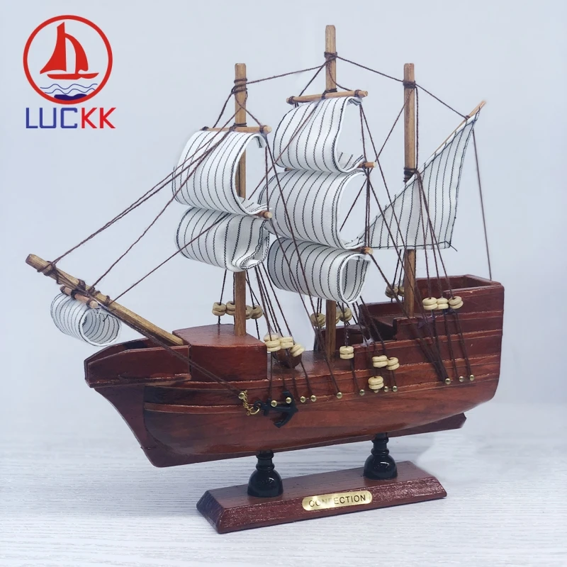 LUCKK 24 см морская ручная работа Ретро Красная деревянная фигурка парусная лодка