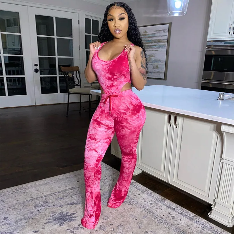

Skennyee 2020 Autumn Tie Dye Women Tracksuit Fashion Bodysuit+Pants Two Piece Set Athleisure Sporty Fitness Suit For Women