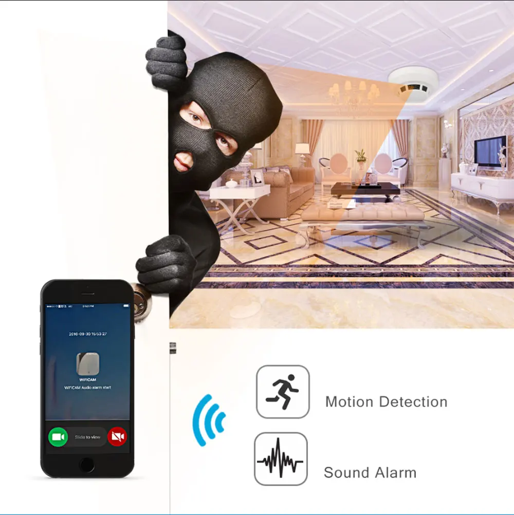 Умный дом IP камера HD 1080P на батарейках охранный детектор дыма wifi Cam мобильный