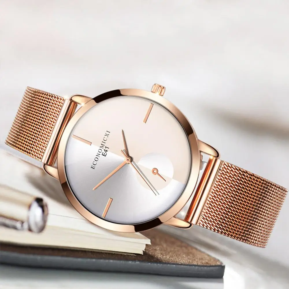 2021 Женские кварцевые наручные часы с браслетом из нержавеющей стали