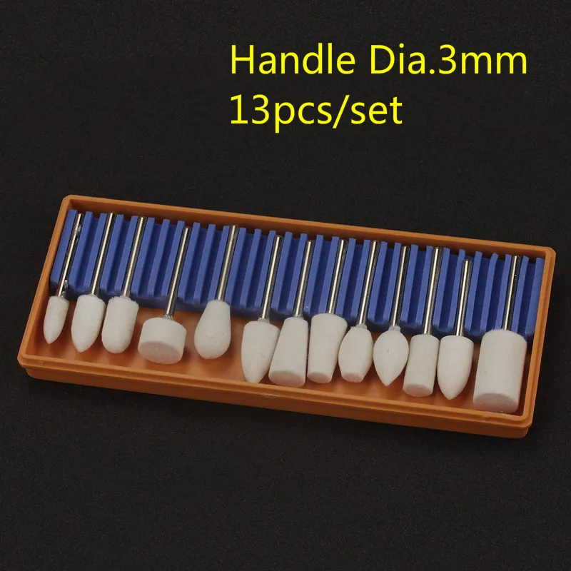 

13pcs 2.35mm/3mm Shank Wool Nail Grinding Head Electric Manicure Drill Bits Set