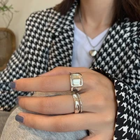 2021 simple fashion light luxury premium feel s925 silver plated surface concave convex irregular ring