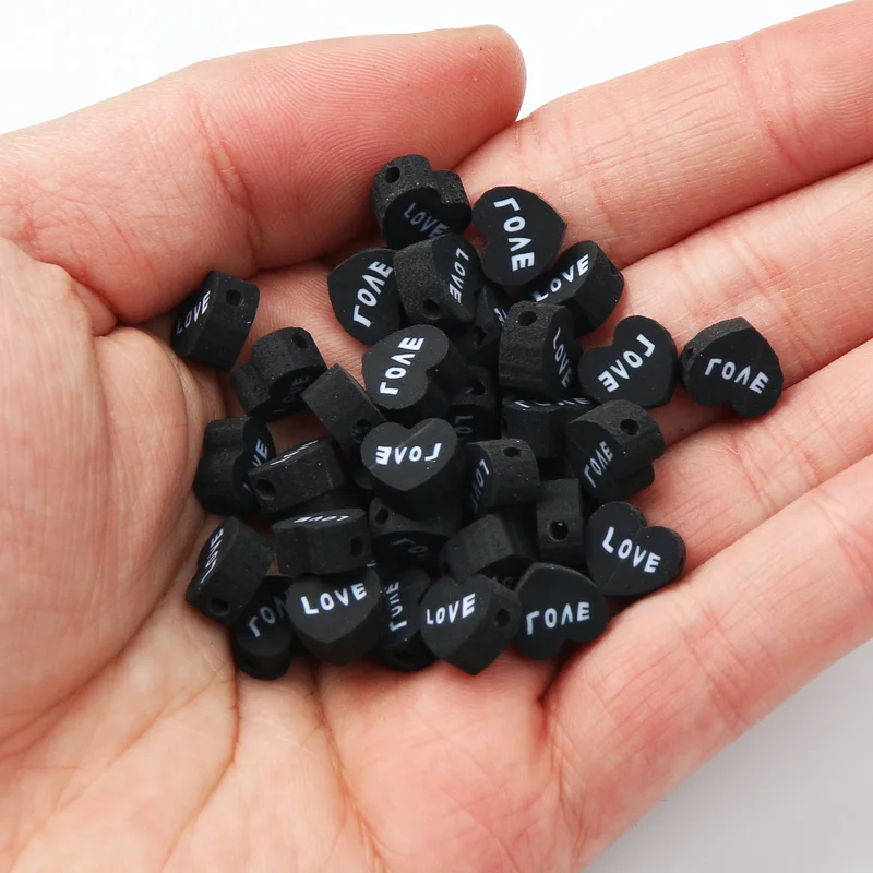 Бусины из полимерной глины в форме черного сердца 20 шт./лот | Украшения и
