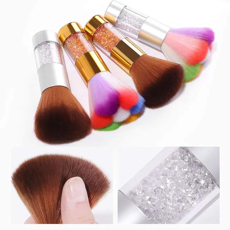 

Colorful Acrylic Dust Brush With Diamond Brush Nail Paint Gel Dust Cleaning Brushes Make Up Brush Nail Art Manicure Tool