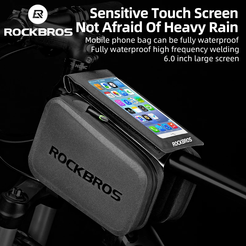 

ROCKBROS 2 IN 1 Cycling Bag Waterproof Touch Screen Bicycle Bag MTB Road Bike Top Tube Frame 6.0" Screen Removable Phone Bags