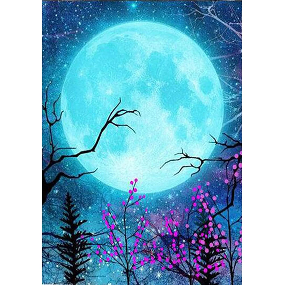 Полноразмерная Алмазная картина с круглыми стразами луна алмазная дотц