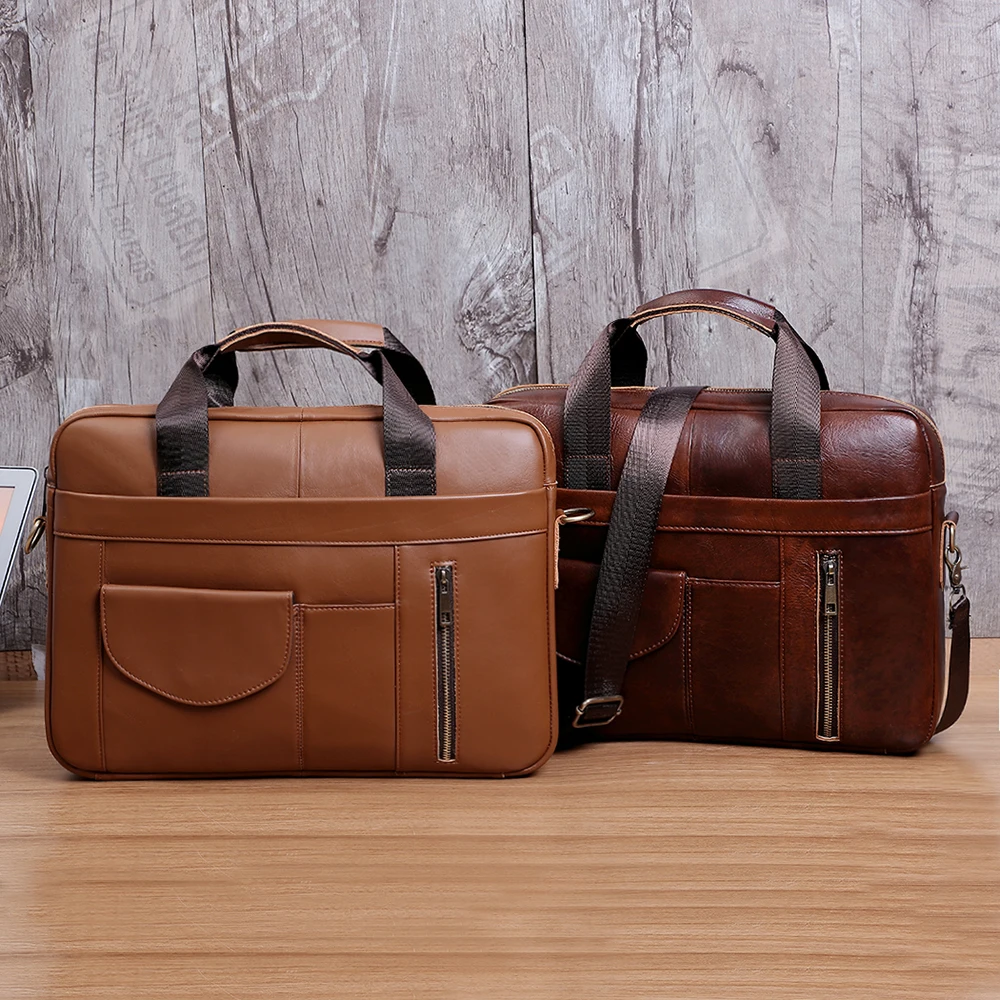 

JOYIR Genuine Leather Multifunction Business Briefcase For Men Large Capacity Fashion Trend Casual Male Laptop Handbags 15.6Inch
