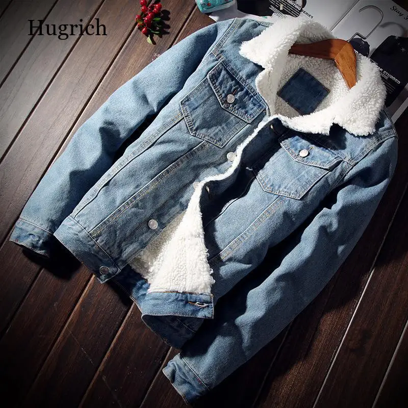 

Men Plus Elvet Denim Coat Trendy Warm Fleece 2021 Winter Fashion Male Jean Outwear Wool Cowboy Jacket Plus Size 6Xl