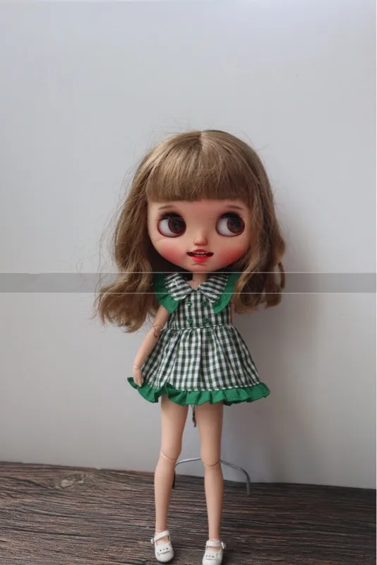 Новинка 1/6 кукла плед платье Blyth одежда(Fit blyth, Licca, Momoko, BJD, Azone, Pullip, ICY, кукла 1/6