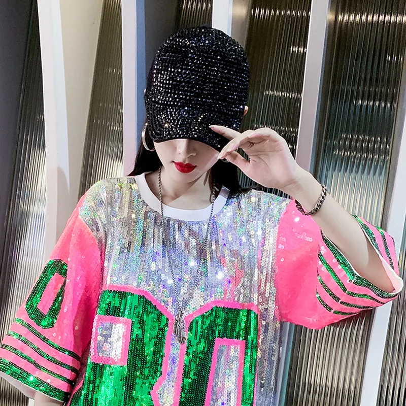 Женская перфорированная Кепка блестящая бейсболка стразы Украшенные шипами