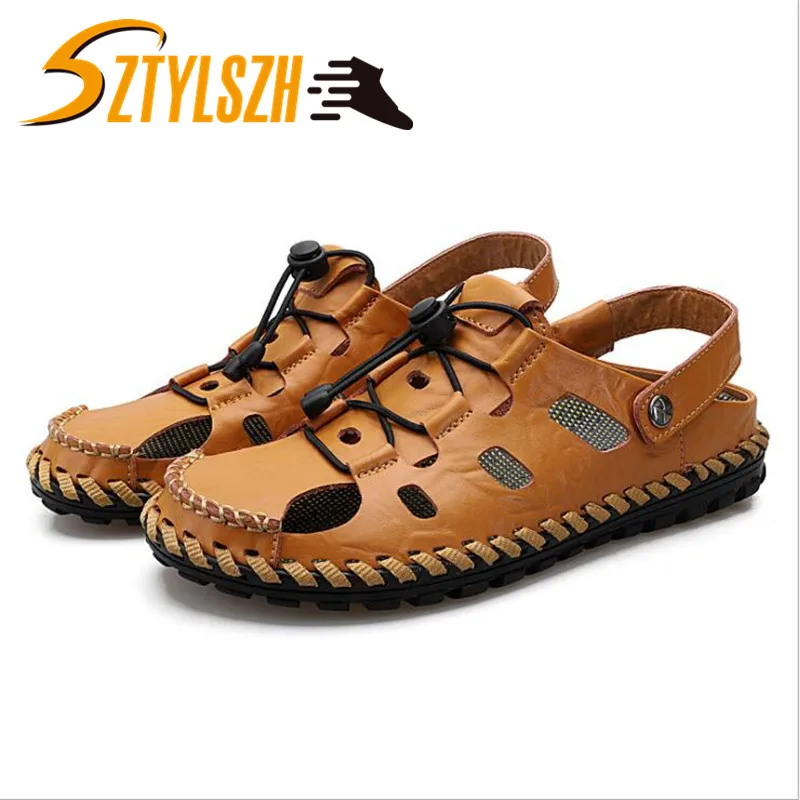 Сандалии мужские кожаные Классические мягкие босоножки удобная обувь в римском