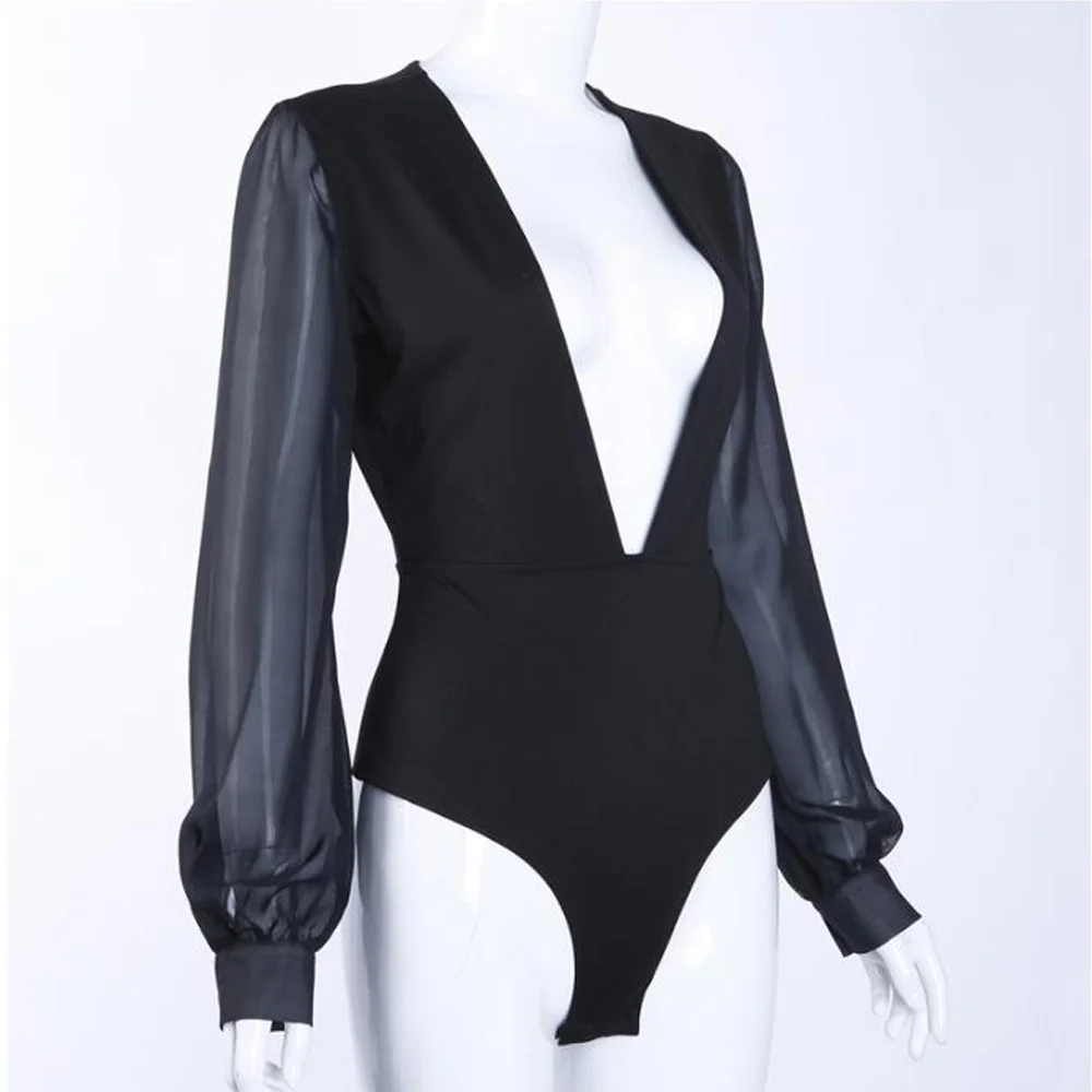 Сексуальный прозрачный сетчатый комбинезон для женщин с длинным рукавом и