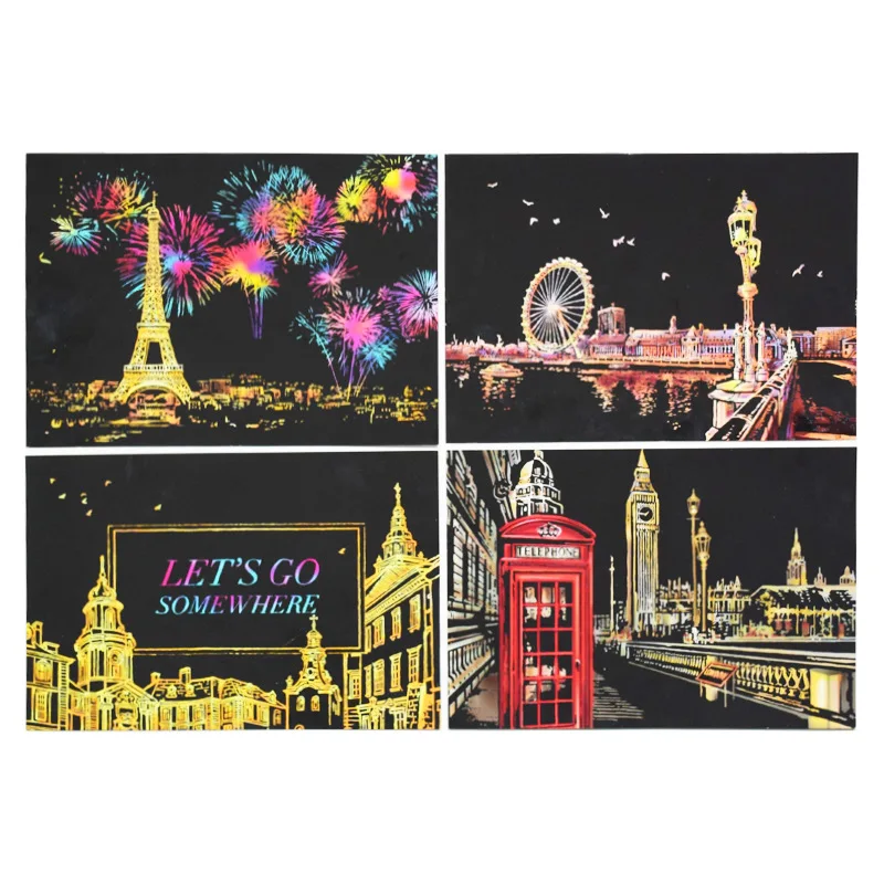 4 шт./компл. A5 красочный город ночь вид искусство мультфильм аниме персонаж