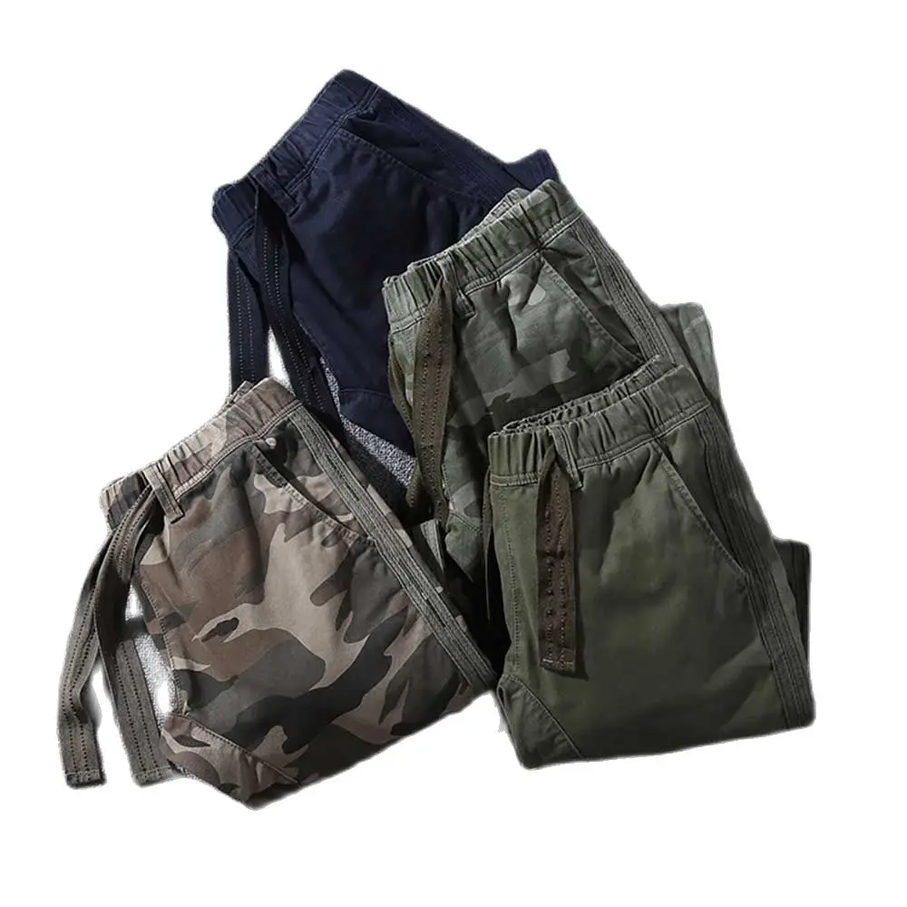 Брюки-карго мужские камуфляжные хлопок эластичная талия модные повседневные