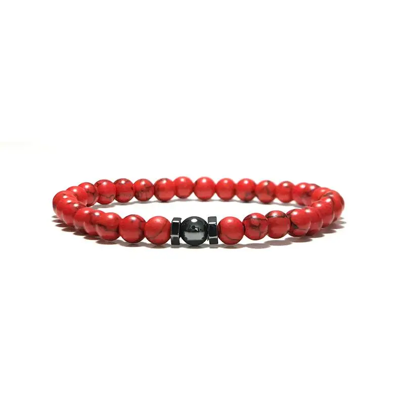 Red beads 2 шт./компл. Натуральный камень браслет Паракорд Браслет ручной работы мужские браслеты браслет из веревки для мужчин крутые байкерские украшения Homme bileklik - Окраска металла: Red beads