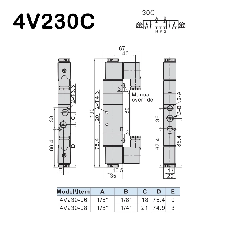 4V130C 06 4V230C 08 4V330C 10 4V430C 15 высококачественные 2 позиционные 5 портовые воздушные