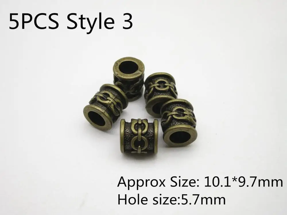 5 шт. античные латунные бусины для волос дреды кольца Руна викингов борода
