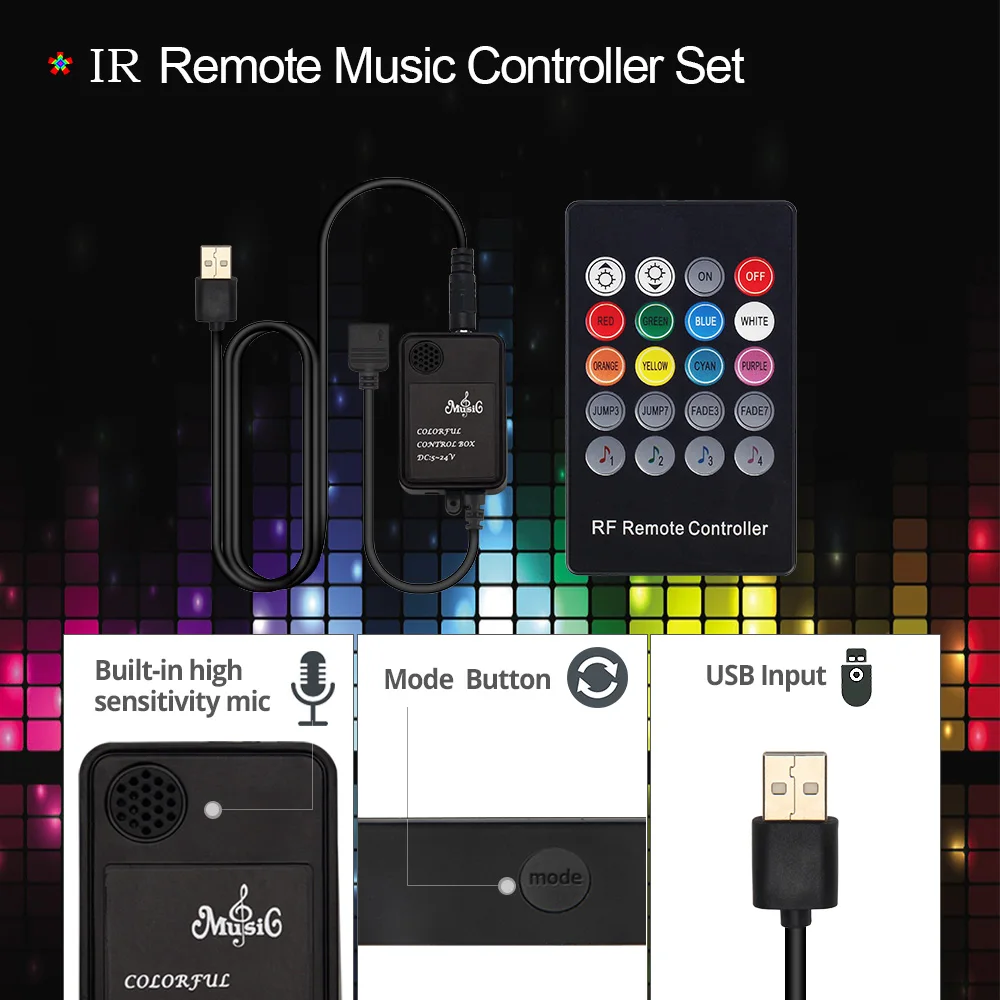 Комплект светодиодных лент 5050RGB с инфракрасным Bluetooth музыкальным контроллером