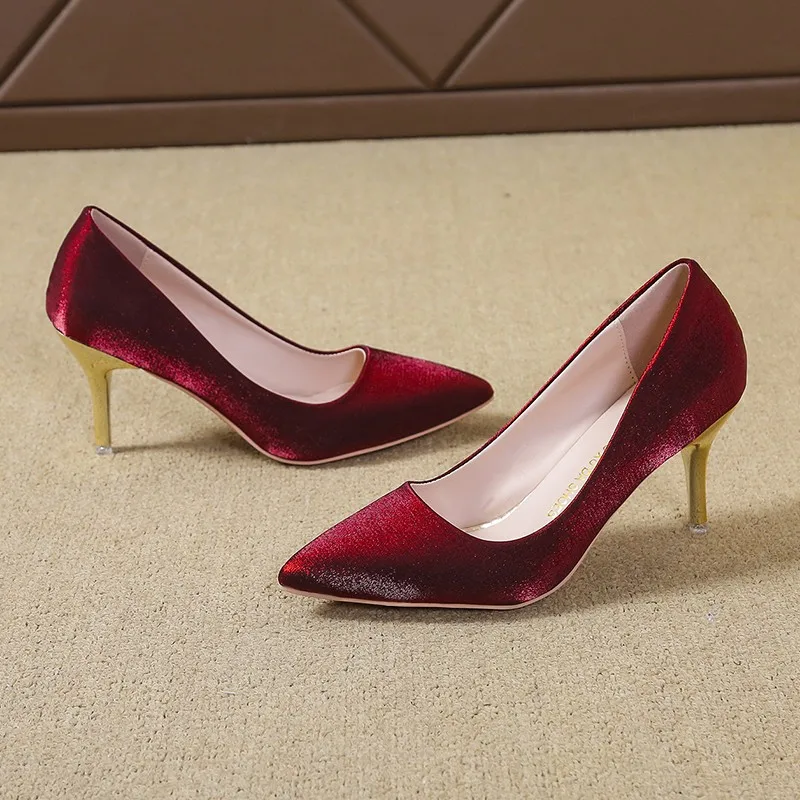 Осенняя женская обувь на высоком каблуке модные крутые туфли шпильке для банкета