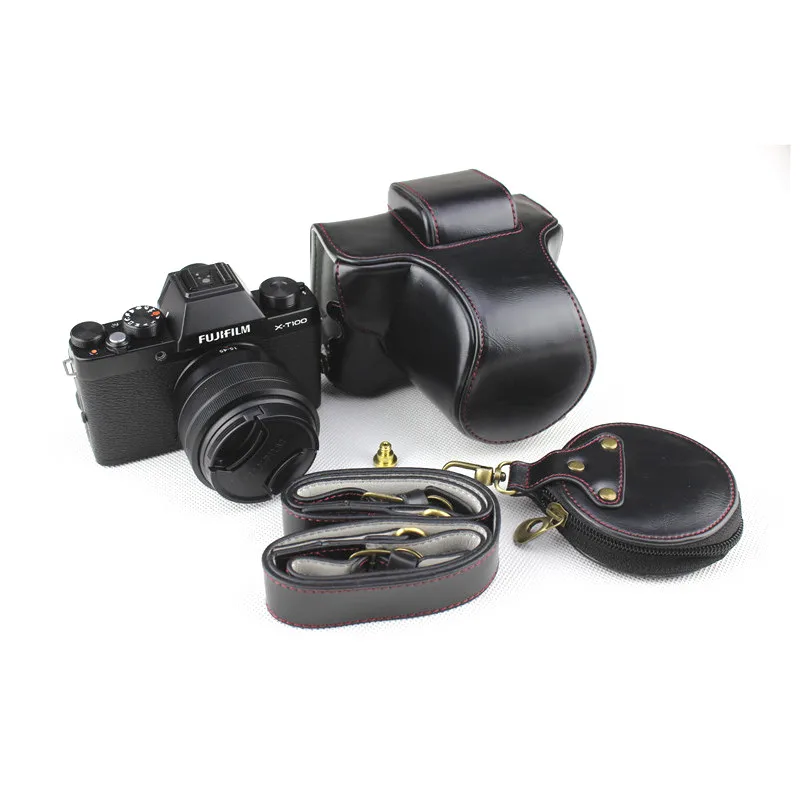 Роскошный чехол для камеры из искусственной кожи Fujifilm Fuji XT100 защитный основа