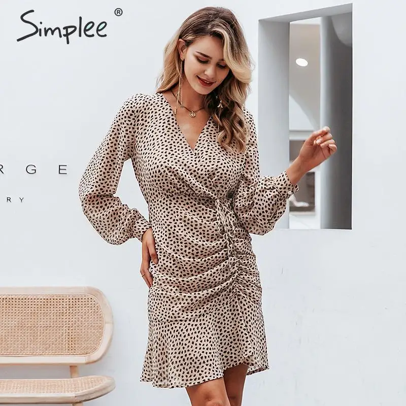 Женское леопардовое платье Simplee асимметричное шифоновое короткое вечернее с