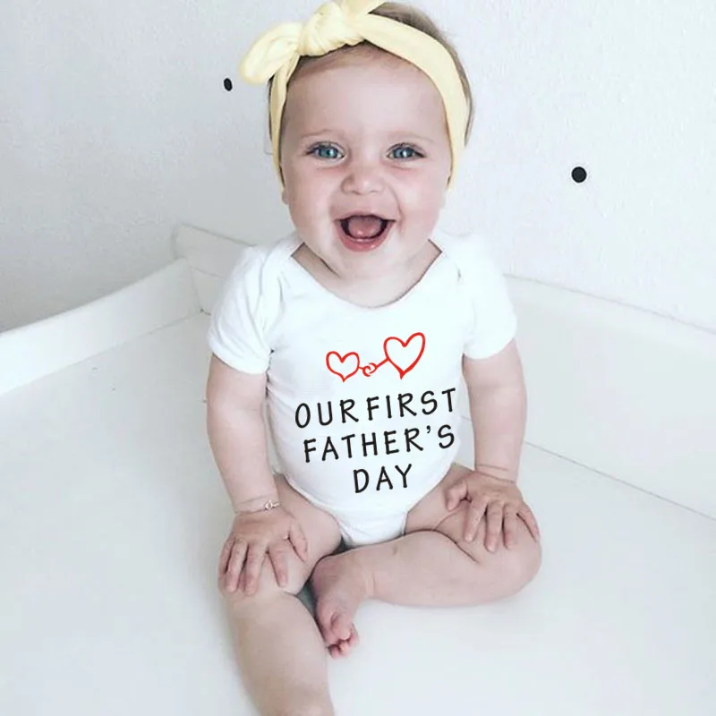 Новый мультфильм Father's Day детские комбинезоны с печатью для новорожденных
