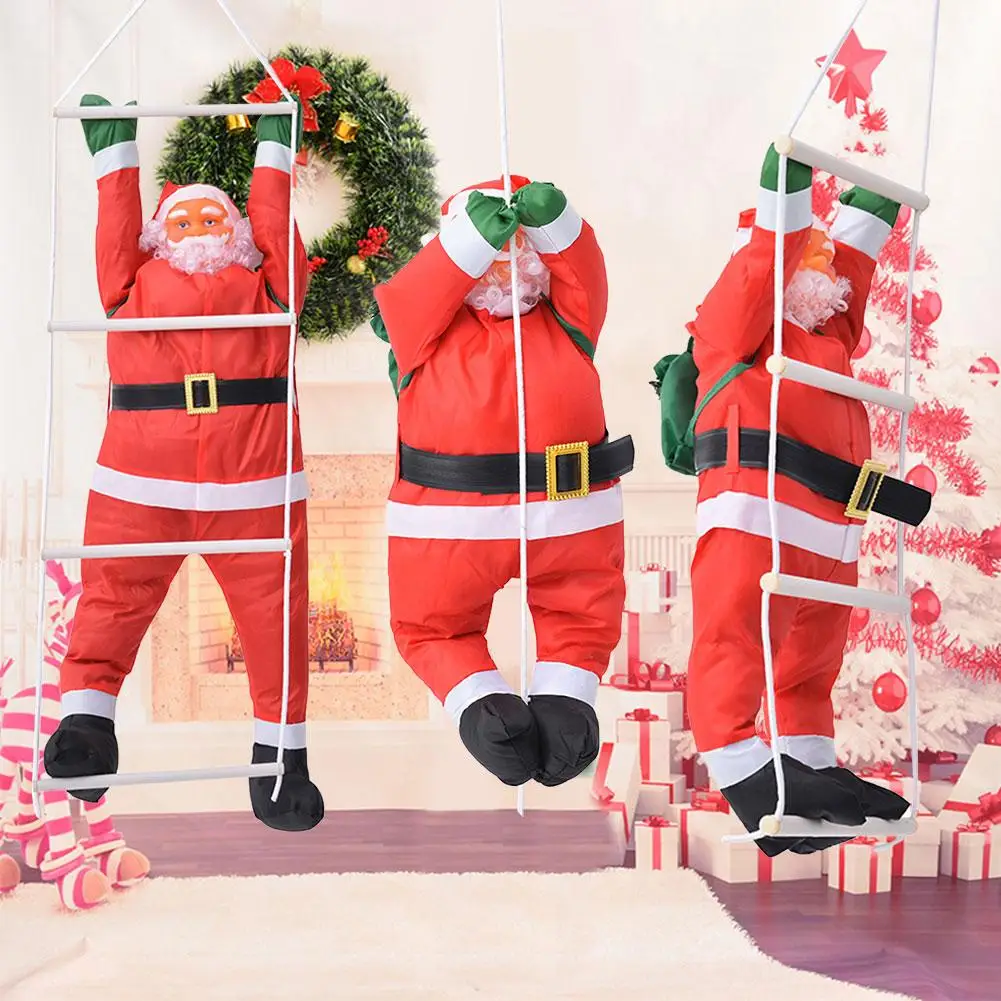 

60CM Christmas Decorations Climbing Rope Ladder Santa Claus And Parachute Santa Claus Doll Christmas Tree Pendant New Year Gifts