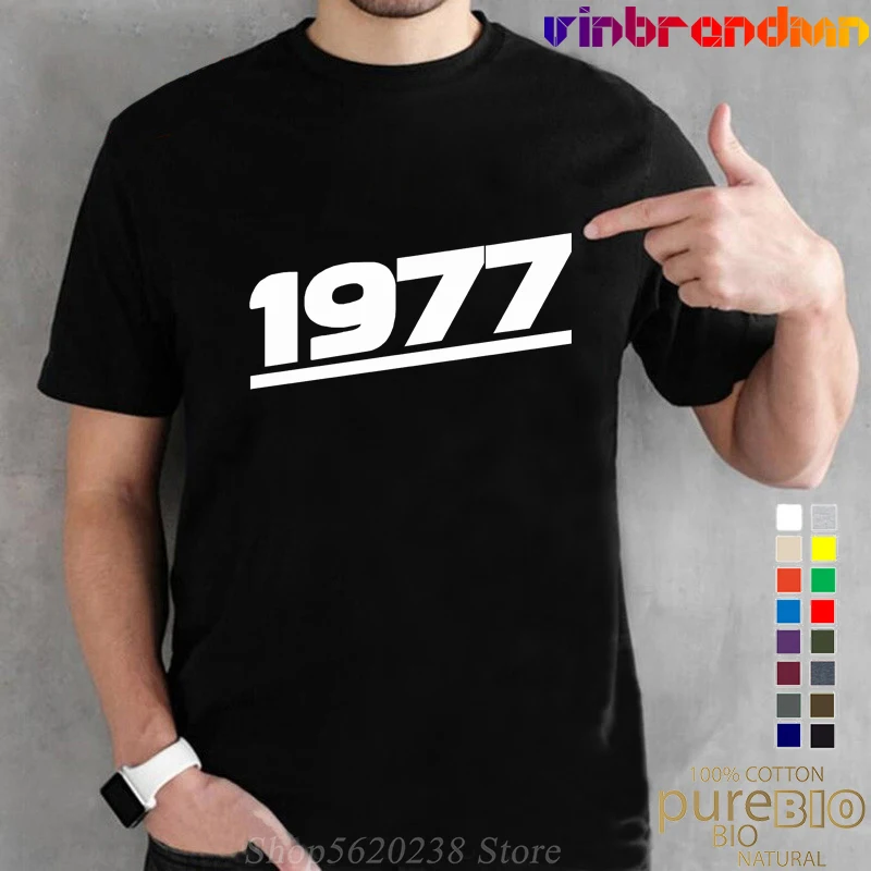 

Men's T-shirt 1977 age number Tops Fashion Classic 100% Cotton Fabric O-neck Retro Tshirt Vintage Birthday 1977 gifts T shirts